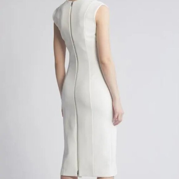 NWOT BOSS Dukeva Midi Sheath Dress in Soft Cream Size 8 - Picture 9 of 9